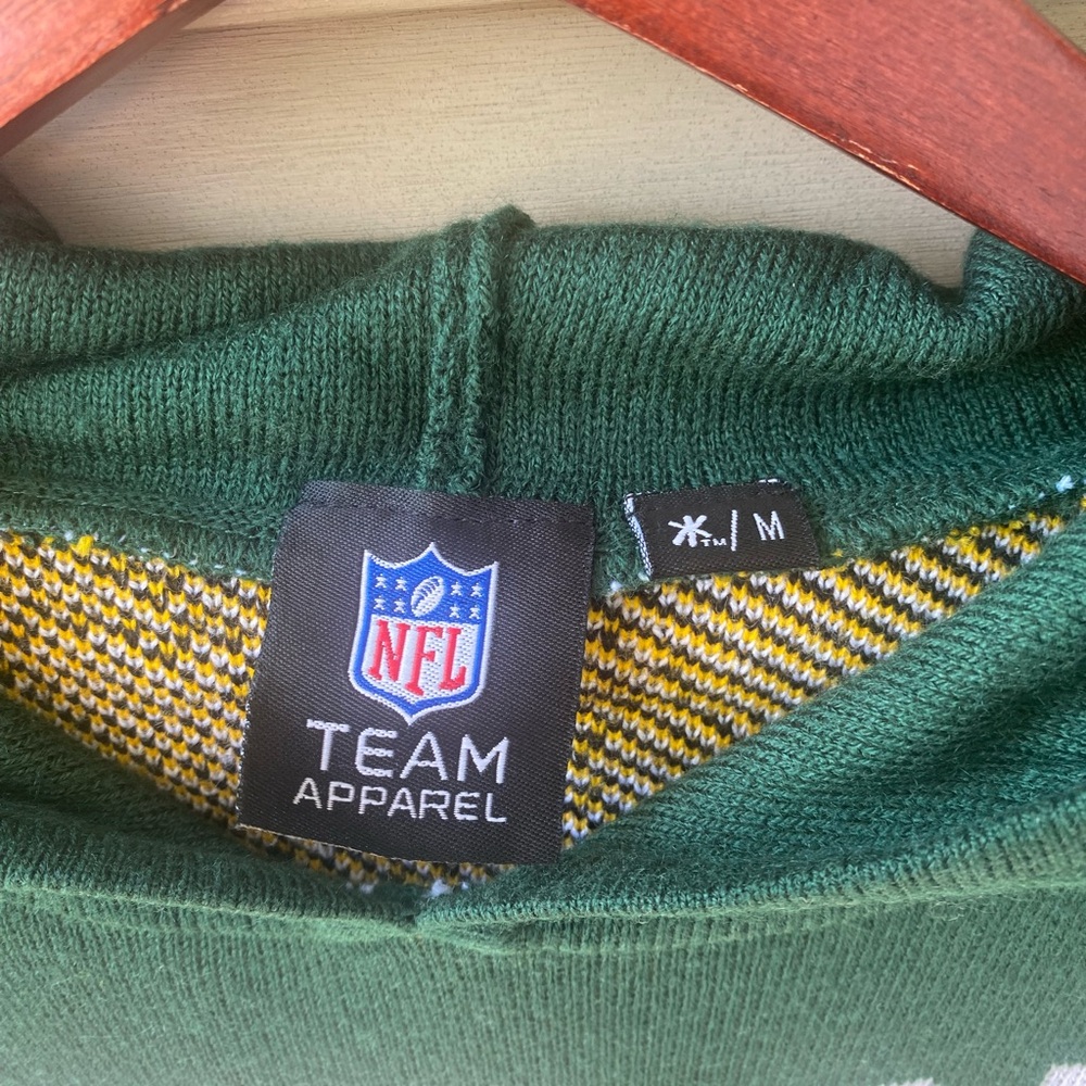 NFL Green Bay Packers Green and Yellow Knit Sweater with Hood - Picture 4 of 7